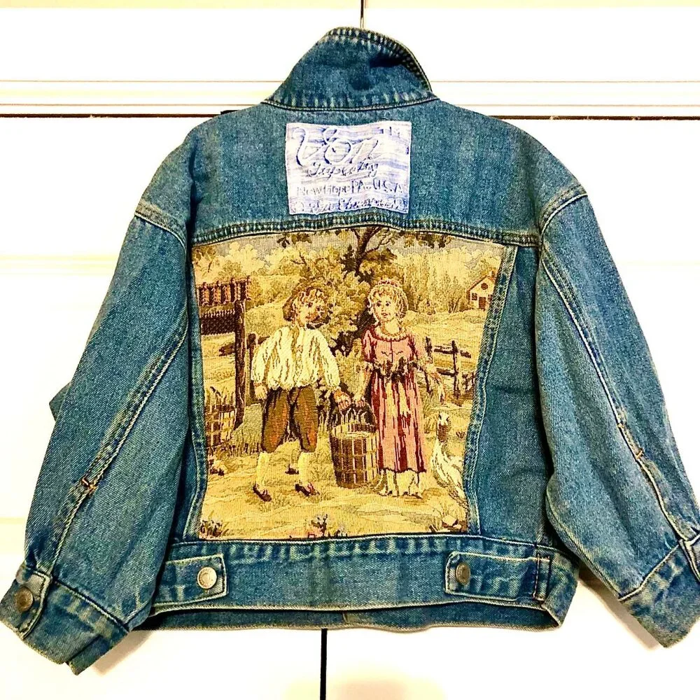 VON EHRENPREIS TAPESTRY x Jordache Y2K Jack & Jill Embr Tapestry Jean Jacket 5